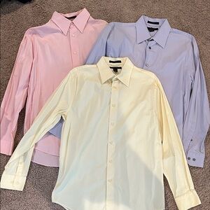 Express Men's Dress Shirt Trio - Pink, purple, and yellow